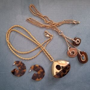 Torti Print Resin Necklace/Earring Lot